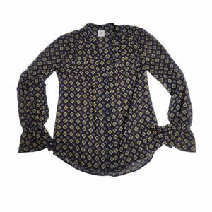 CABI 3772 blouse mosiac long‎ sleeve sheer top XS